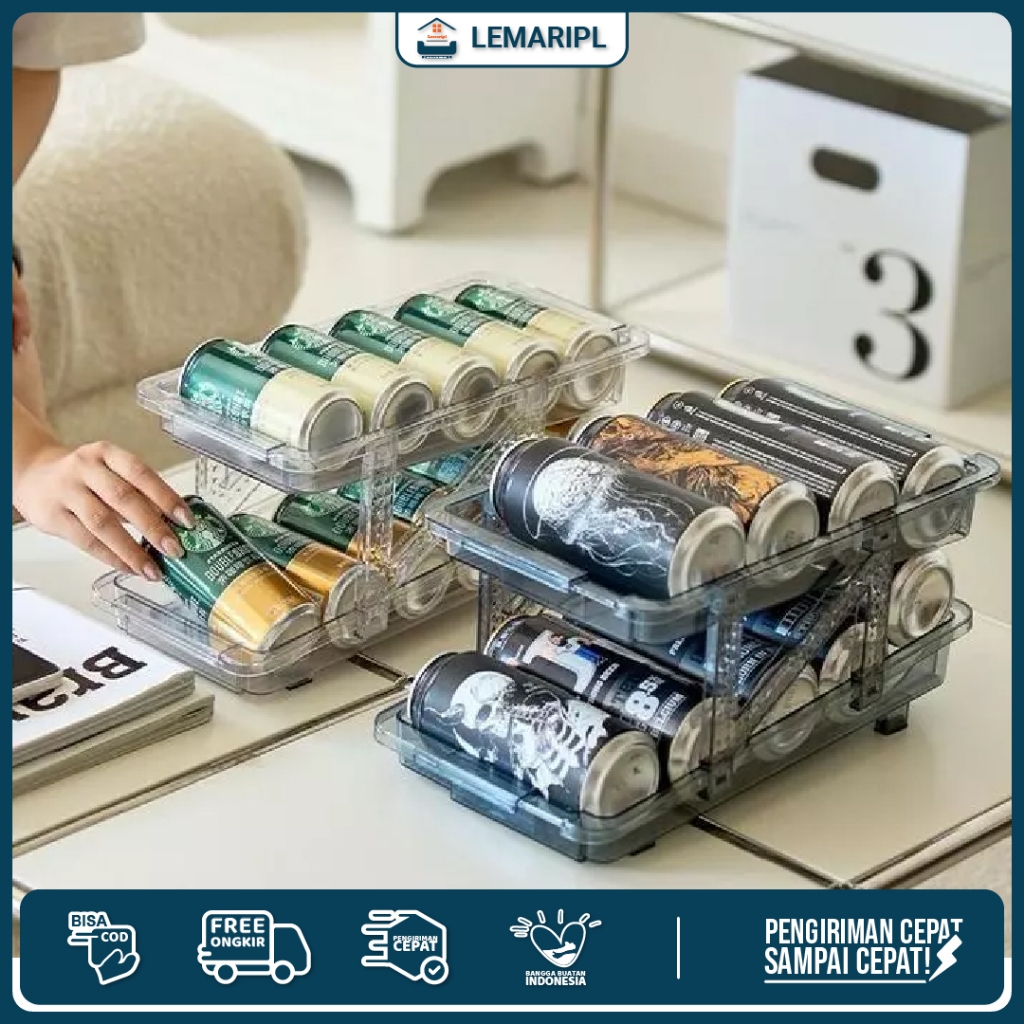 Lemaripl_Wadah Minuman Kaleng Estetik Tempat Minuman Kaleng Minimalis Rak Minuman Kaleng Transparant