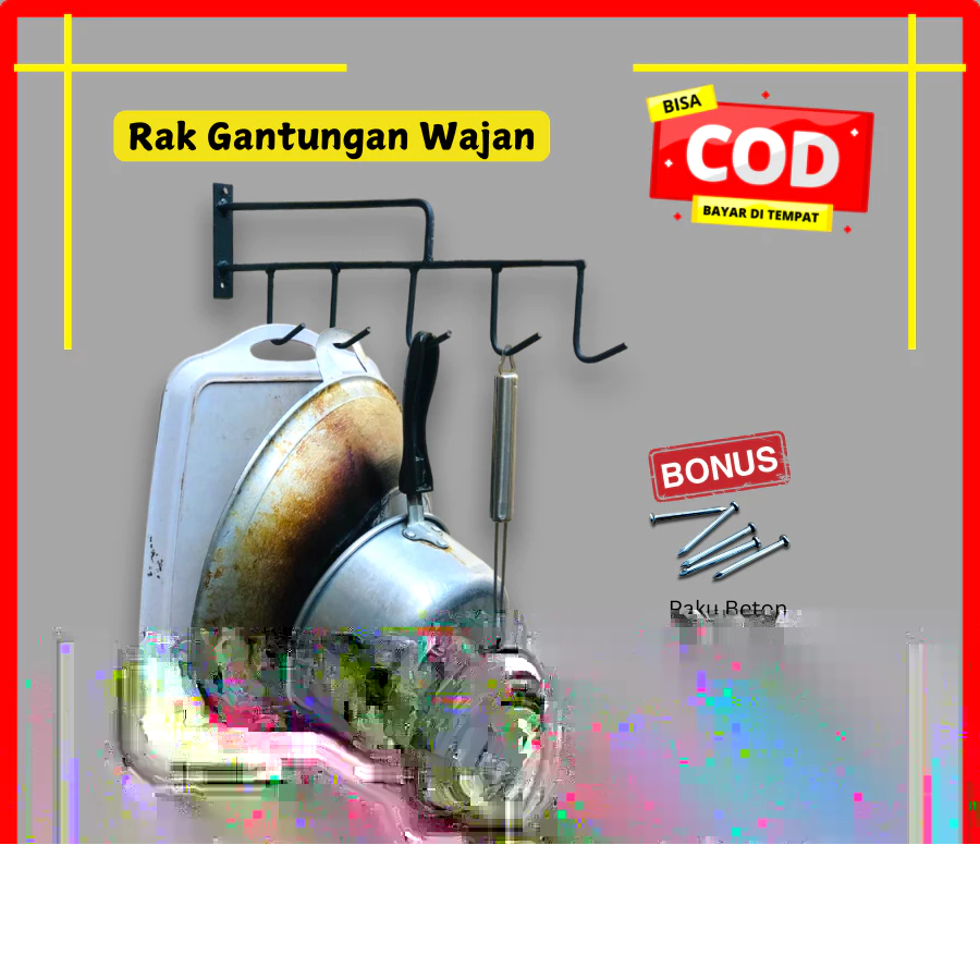 Rak Gantungan Panci Wajan - Rak Dapur Cantolan Wajan & Panci Tempel Dinding