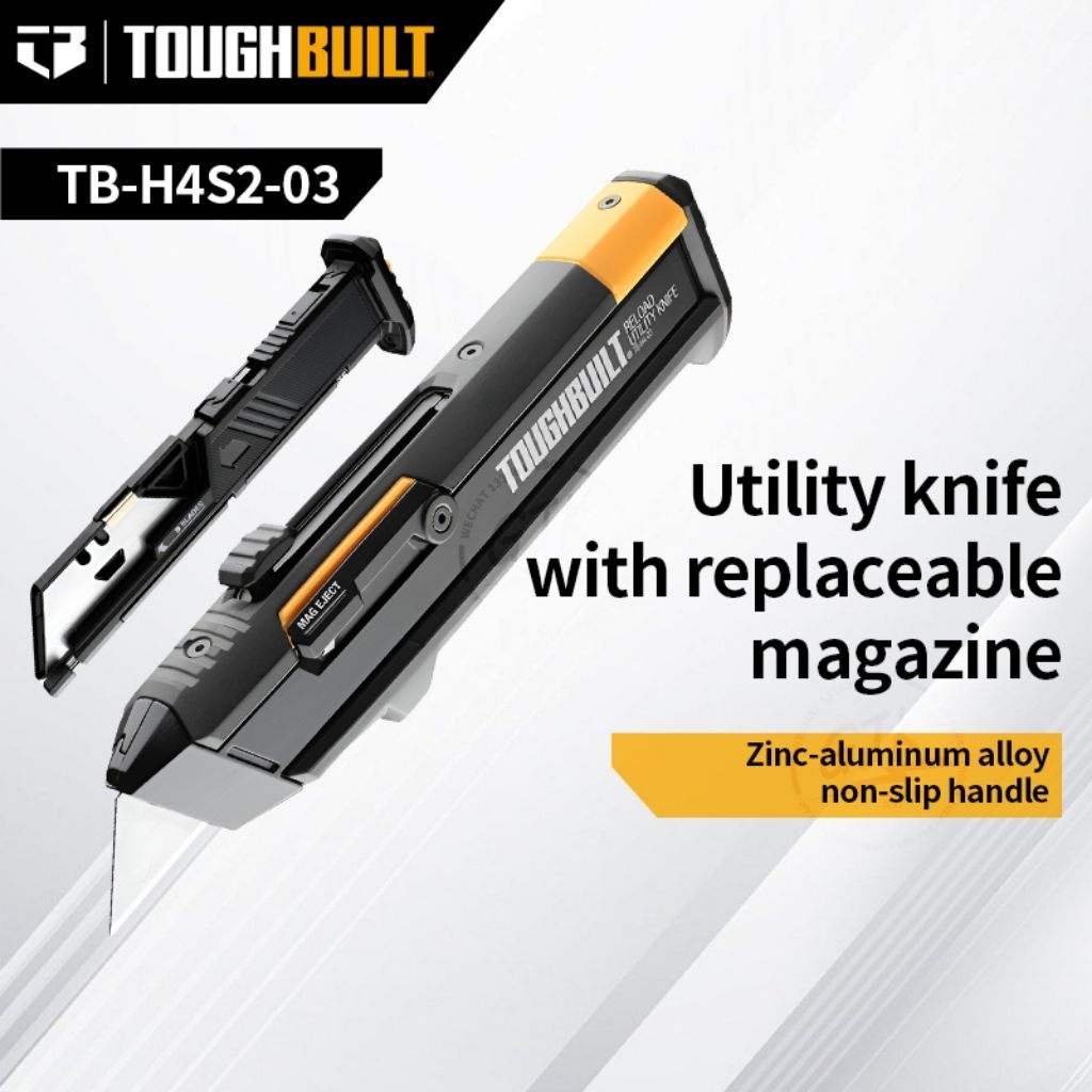 TOUGHBUILT TB-H4S2-03 RELOAD UTILITY KNIFE + 2 BLADE MAGAZINES ORIGINAL