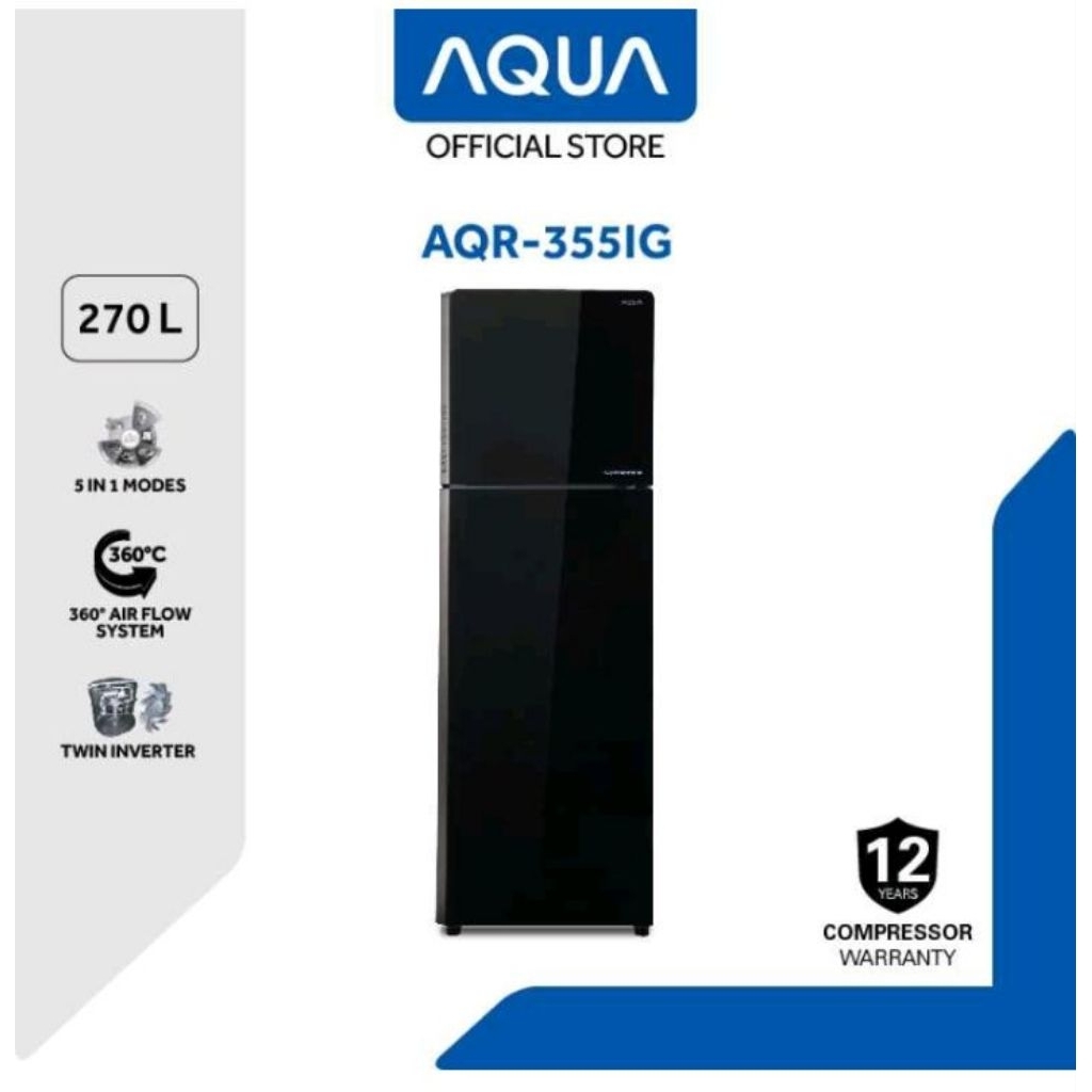 Aqua Kulkas 2 Pintu 260 Liter AQR-355IG