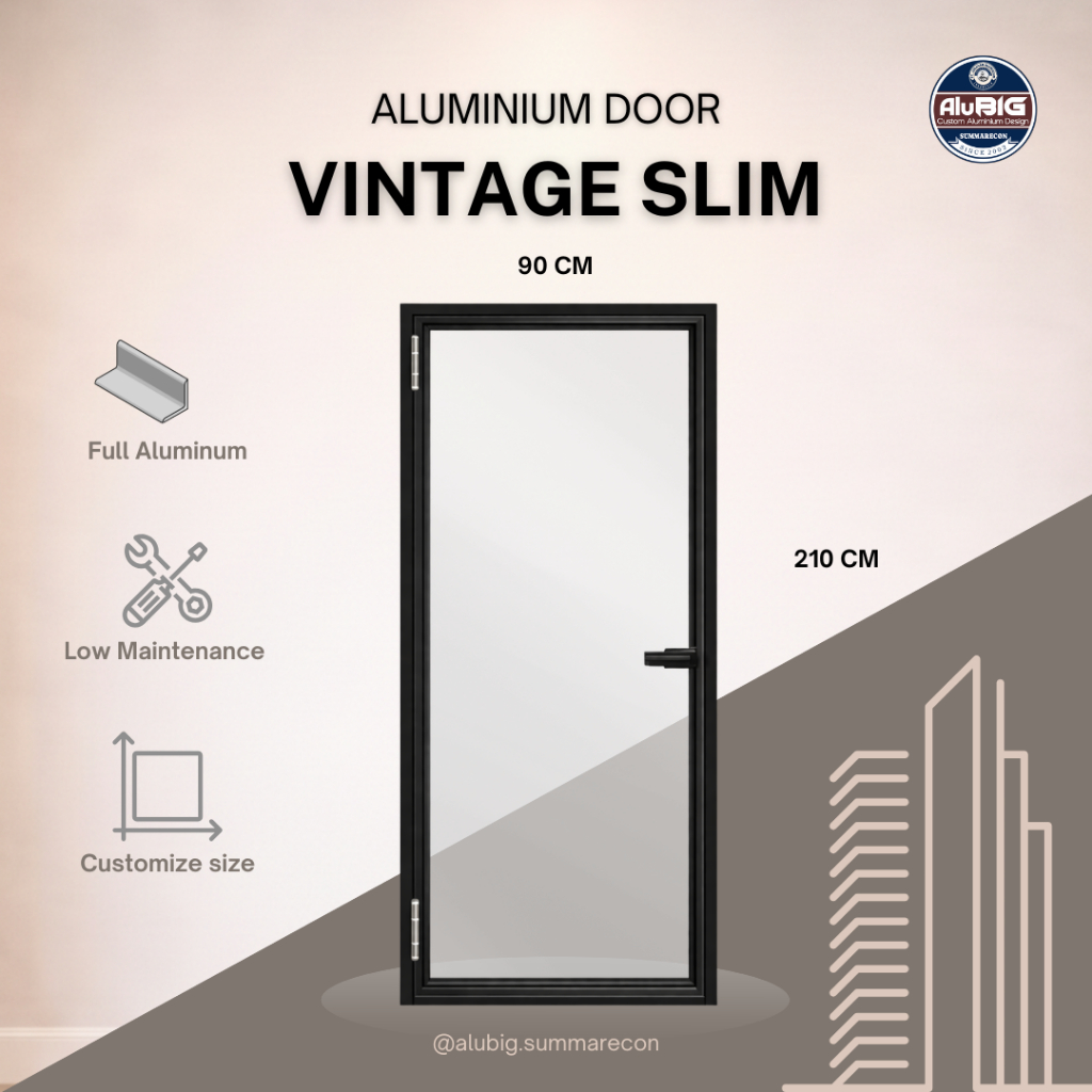 Pintu Vintage Slim frame Aluminium - Desain Mewah & Elegan untuk Rumah Modern - Full Aluminium