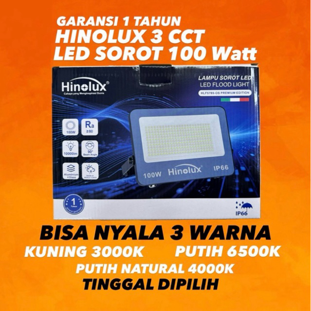 Lampu LED Sorot HINOLUX 3CCT 100 Watt (HLF5789)-OS PREMIUM EDITION IP66