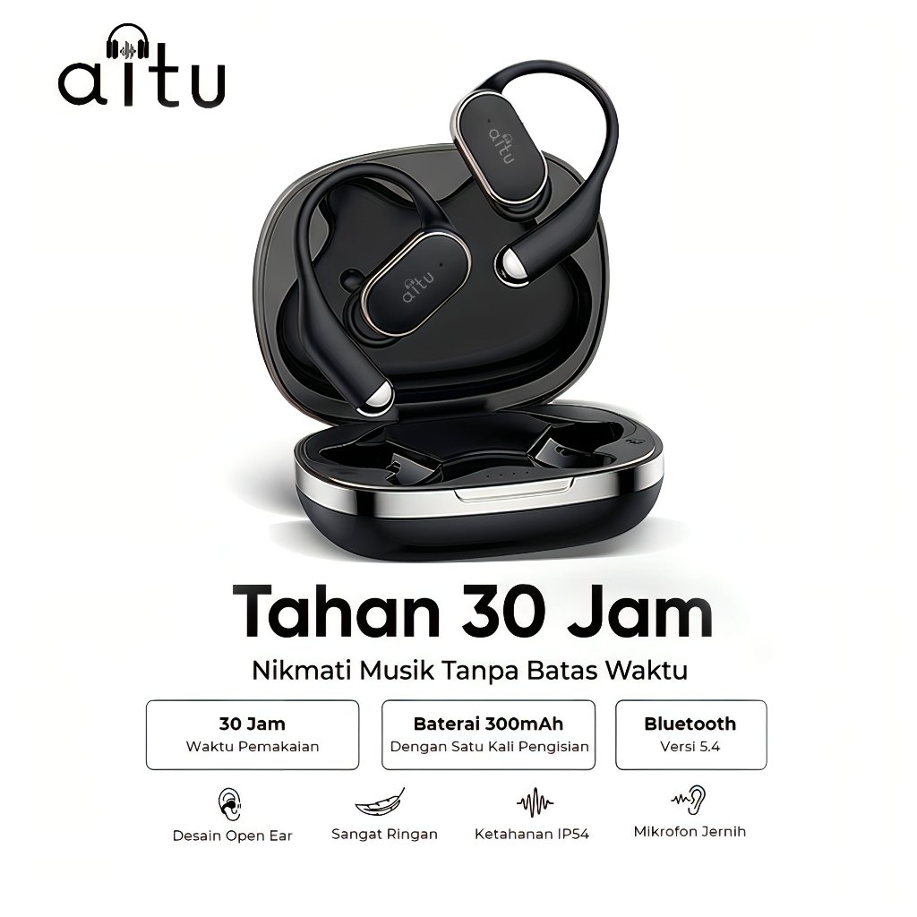 Aitu 26 Bone Conduction Earphone Bluetooth Nirkabel TWS Beige