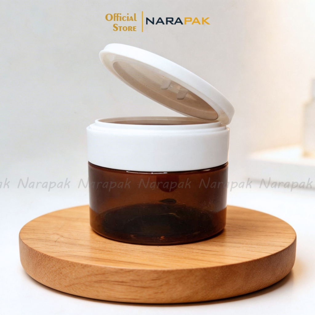 TOPLES 100ML Tabung Plastik PET Coklat Tutup Putih Flip Tempat Scrub Lulur jar masker cream TD