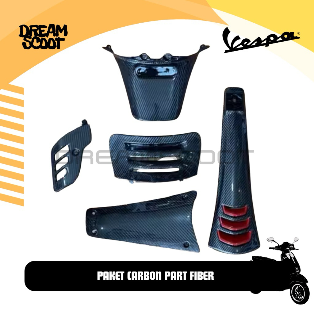 Paket Part Carbon Vespa Matic Carbon Vespa Sprint Vespa Primavera Cover Busi Carbon Cover Aki Carbon