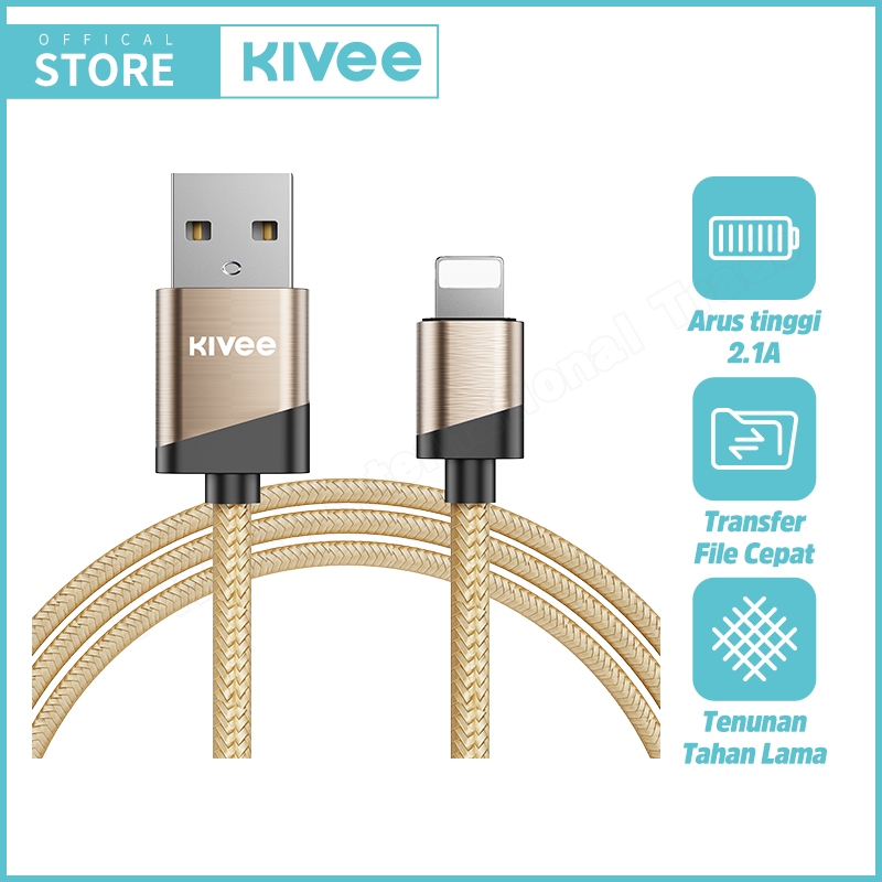 KIVEE Kabel Data iphone Type C lightning Micro USB Fast Charging KV-CT94 Gold Universal Asli