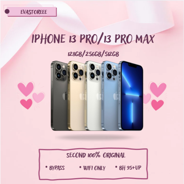 IPHONE 13 PRO/13 PRO MAX WIFI ONLY 128GB/256GB/512GB Bekas Second Original Mulus Fullset Game/Live/M