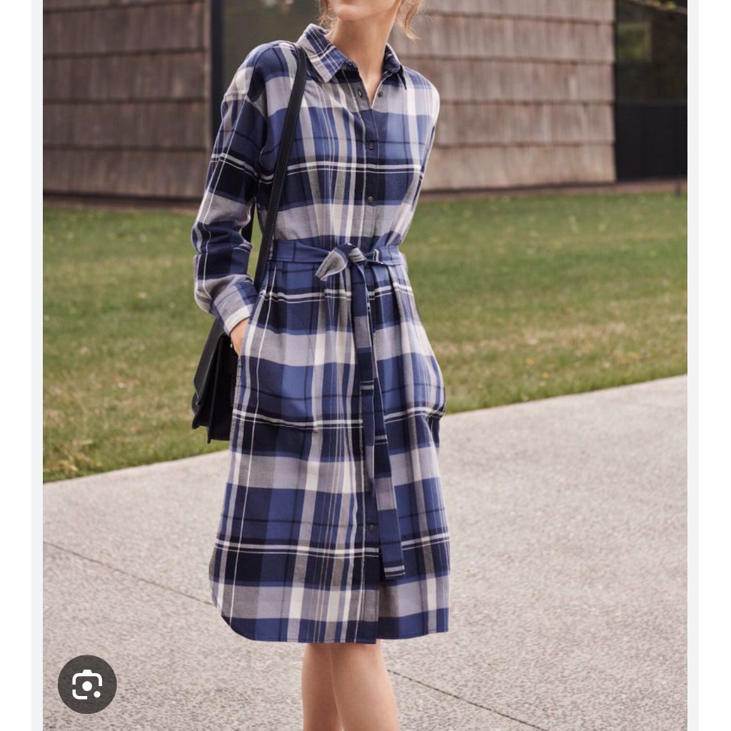 Preloved Uniqlo dress flanel kotak kotak