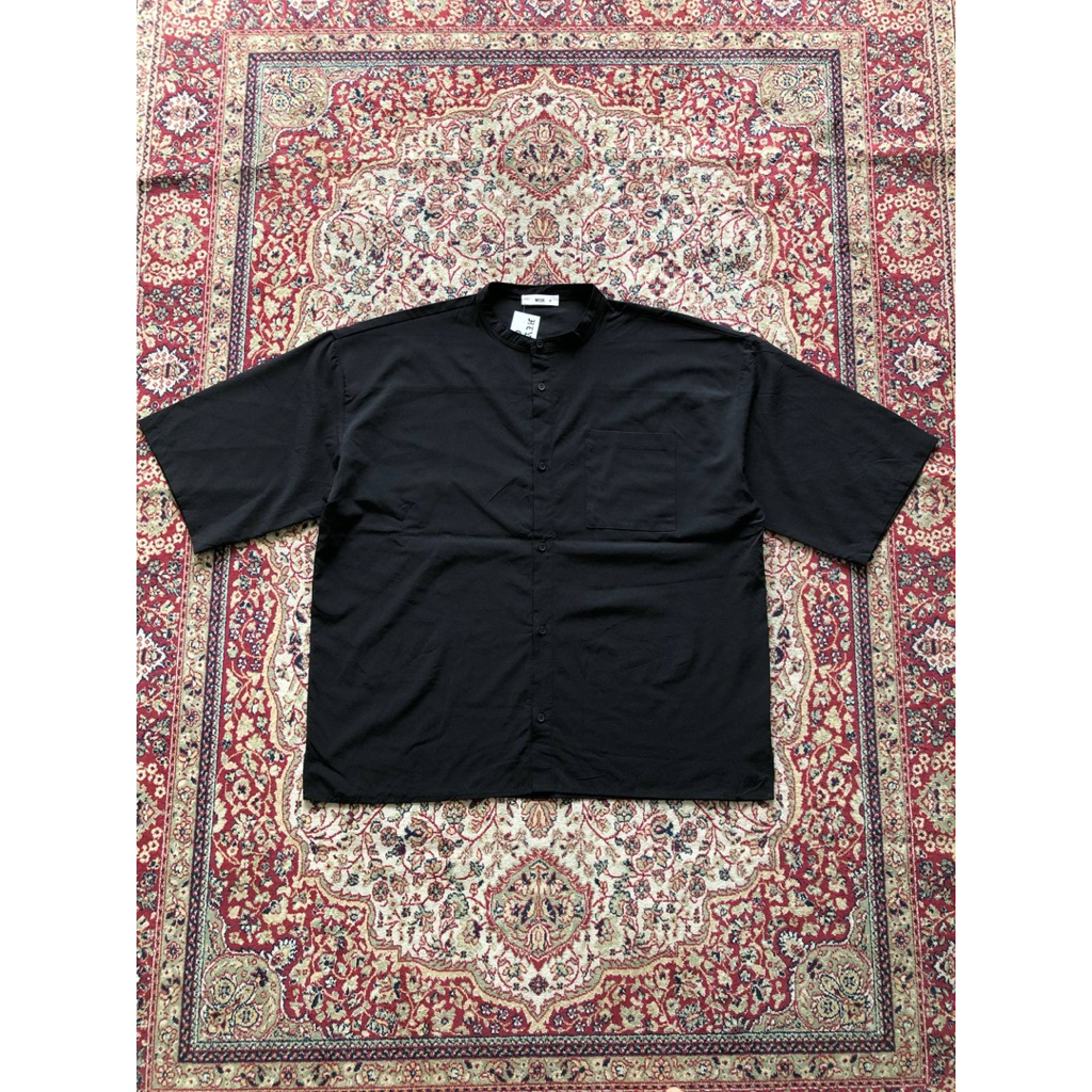 Kemeja Wego stand collar oversize shirt streetwear HI093