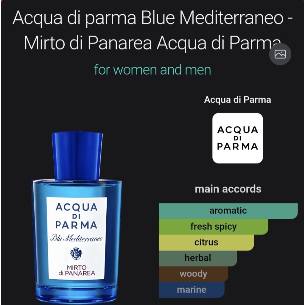 [ DECANT PARK CHANYEOL as Brand Ambassador ] PARFUME ACQUA DI PARMA BLUE MEDITERRANEO - MIRTO DI PAN