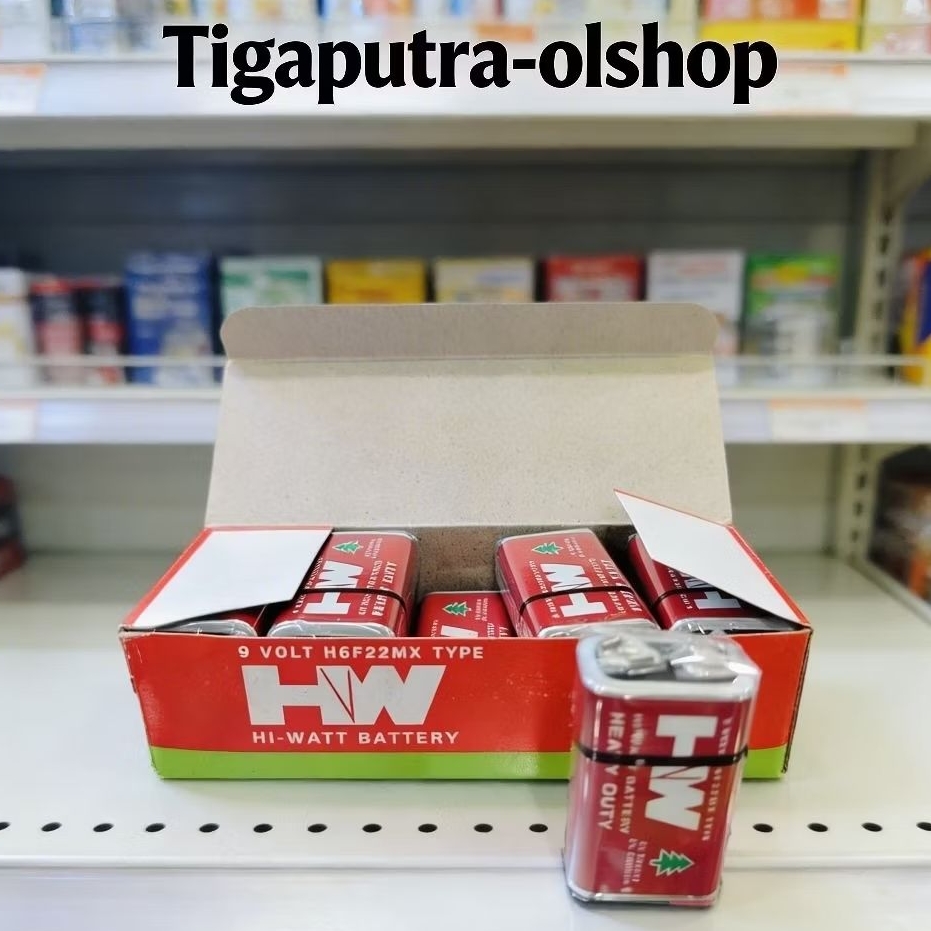 Baterai Kotak 9V Hi-Watt Merah Heavy Duty - Batre 9 Volt Original Tahan Lama Cocok untuk Mic Wireles