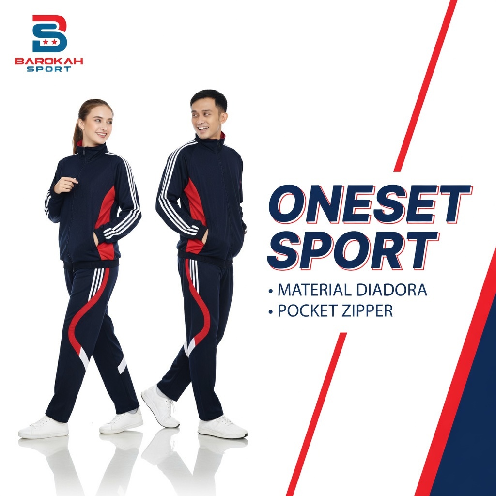 HM Barokah - One Set Jaket Training Pria Wanita Setelan Seragam Jaket Celana One Set Olahraga Gym Ru