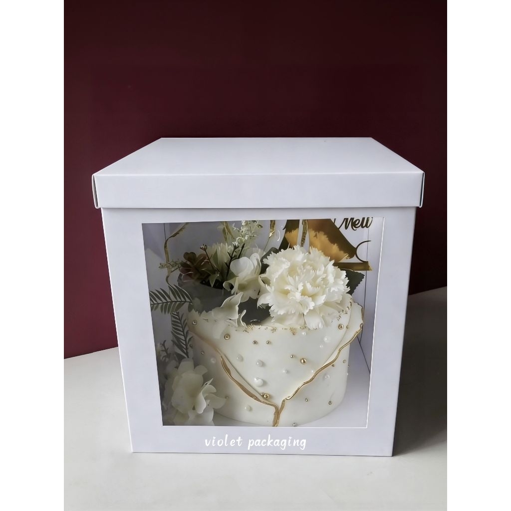(art carton) 25x25x25/25x25x30/25x25x20cm cake box, dus kue tinggi, white tall box