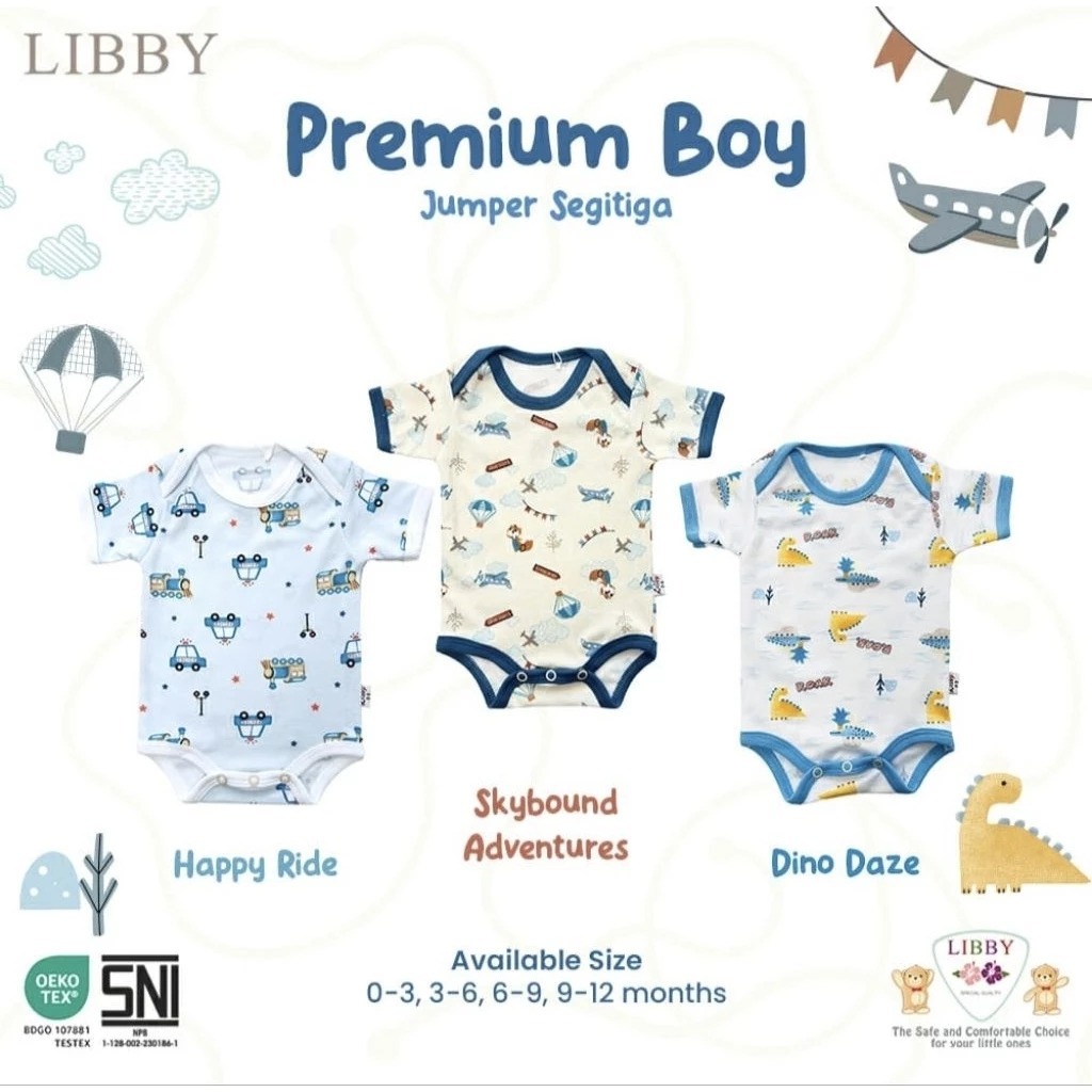 Libby Baby Jumper Segitiga 3IN1|Baju Bayi Libby Baby|Jumper Bayi Libby Baby Lengan Pendek|Jumper Bay