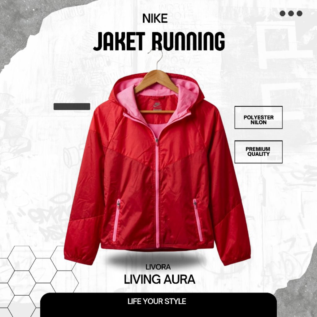 Jacket Running Nike Original Warna Merah