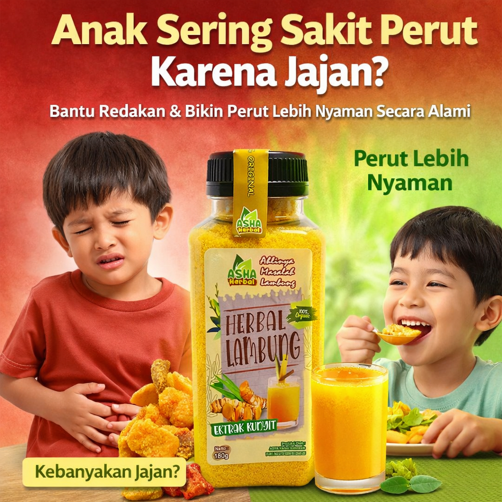 Herbal Maag Anak Asam Lambung Biang Kunyit Bubuk Obat GERD Maag Kronis Alami Praktis Anak Suka