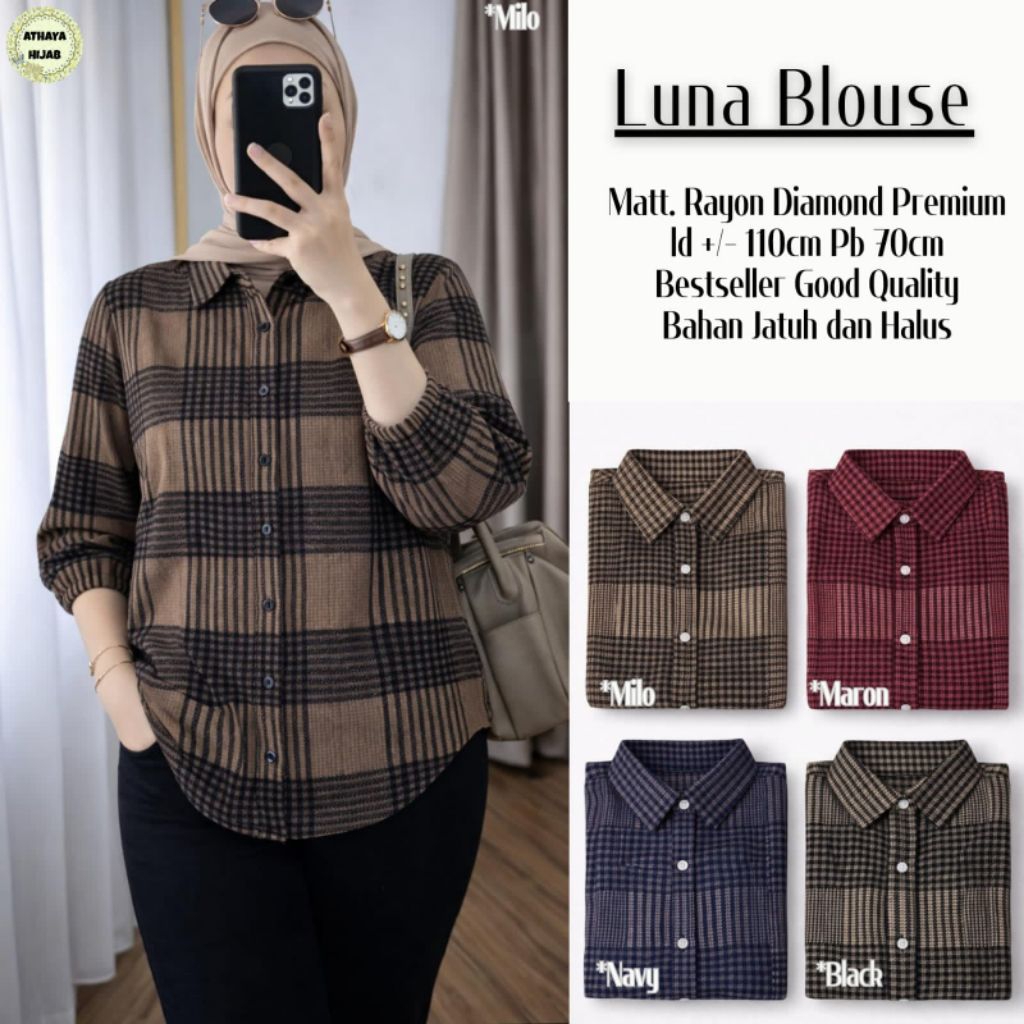 Baju Blouse Wanita Kekinian Luna Blouse By Athaya Hijab