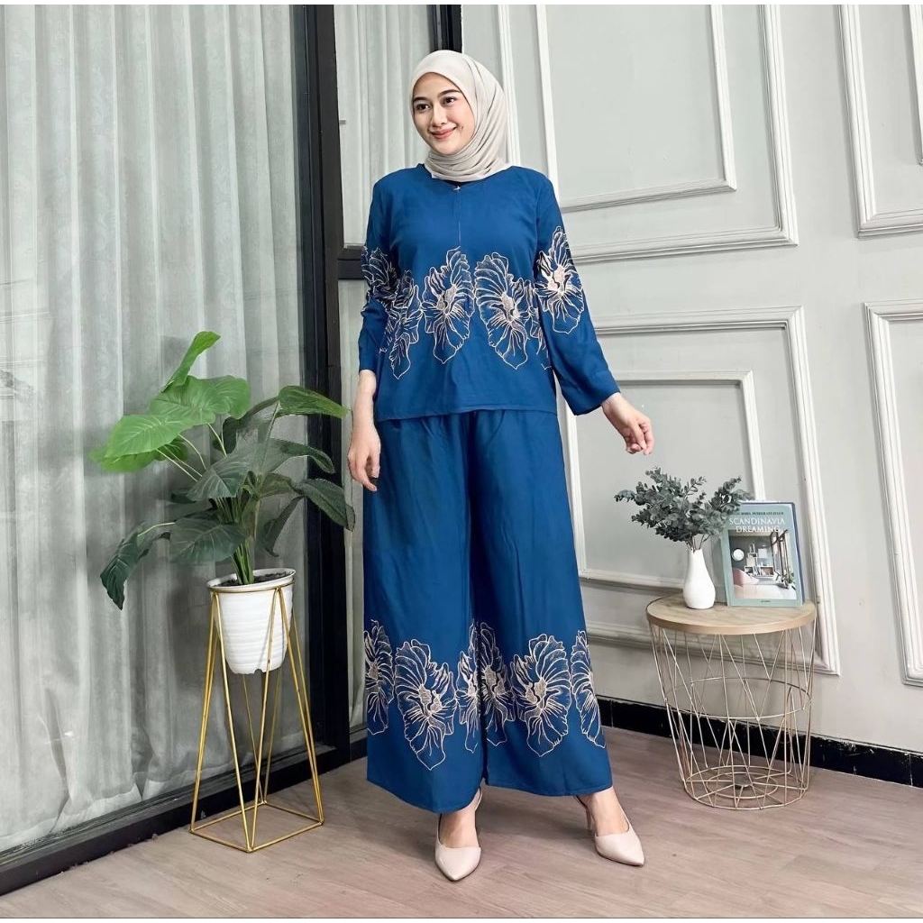 Setelan Jumbo Wanita ONE SET TISSA | LD 130 | Busui Friendly | Baju Set Big Size