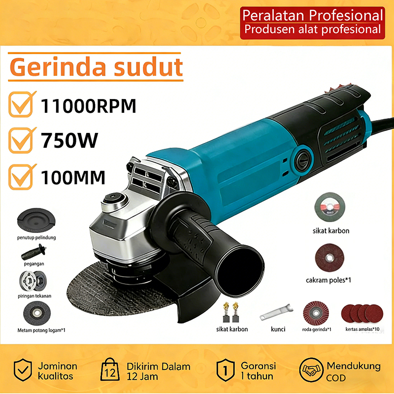 4inci Angle Grinder Mesin Gerinda Tangan 750W/650W/550W Angle Grinder Multifunction Hand Grinding Ma
