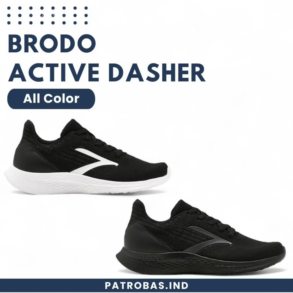 BRODO Active Dasher Black White Original Sepatu Sneakers Casual Sport Hitam Putih