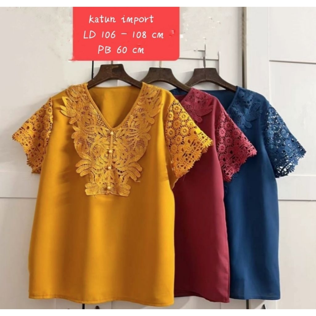 Ready Mix Blus silky impor kombi brokat ld.106-108
