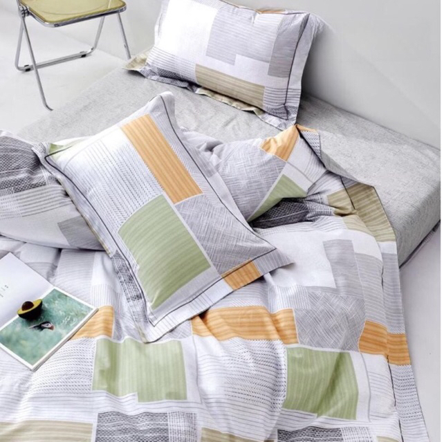 BIOSIBEDDING Sprei Katun Jepang Motif Garis Warna Krem Coklat Kotak Custom Size - Grosir Sprei Surab
