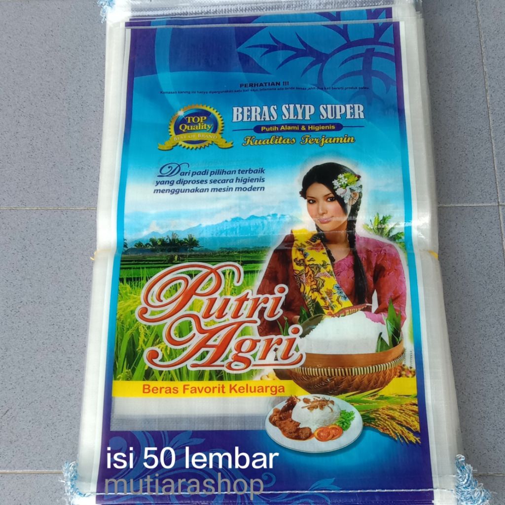 Karung Laminasi PUTRI AGRI 25Kg - isi 50Pcs Karung Transparan