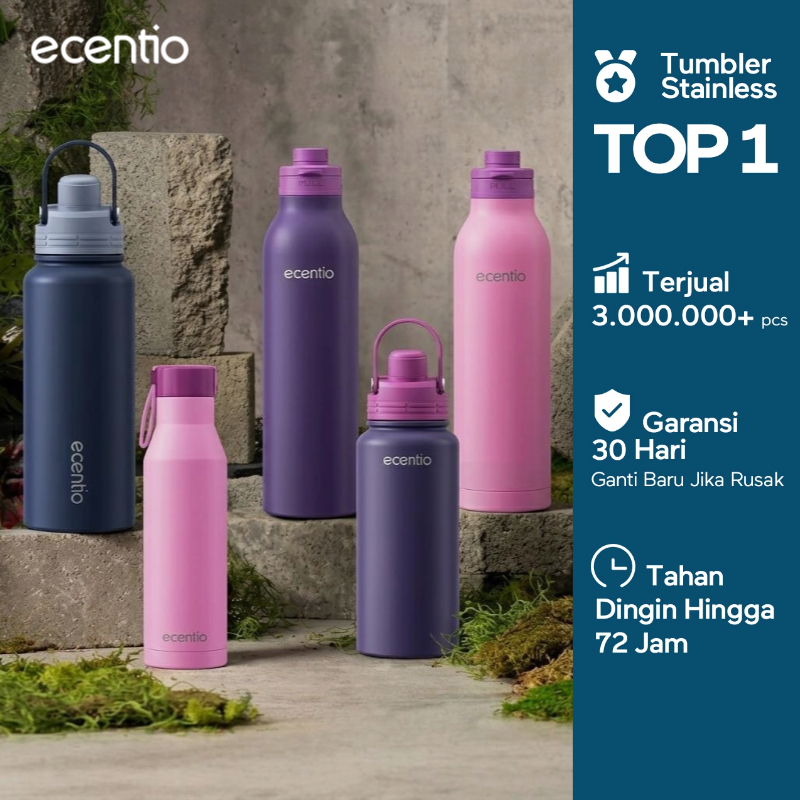[Easego Series] ecentio tumbler Stainless Vacuum 800ml/1L Outdoor Portable aesthetic Thermos Botol m