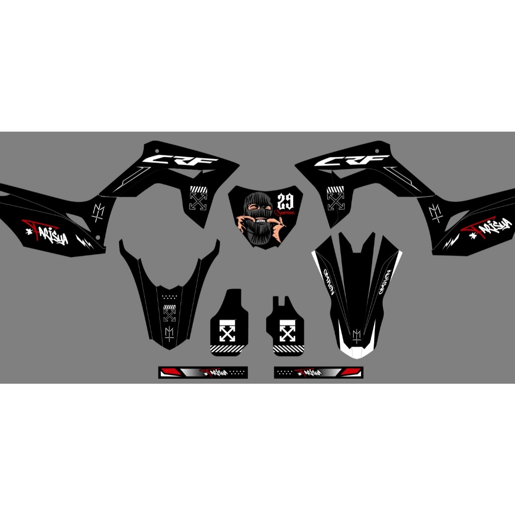 Decal Stiker CRF 150L terbaru 062 MOTIF SUPERMOTO HITAM ABU2