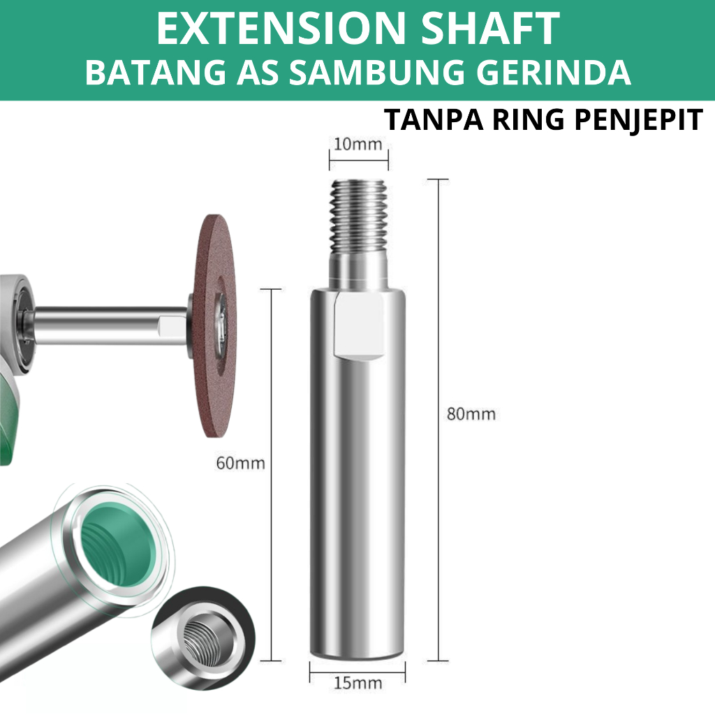 Extension Shaft Batang As Sambung Gerinda Adaptor Pemanjang Mata Gerinda 80mm