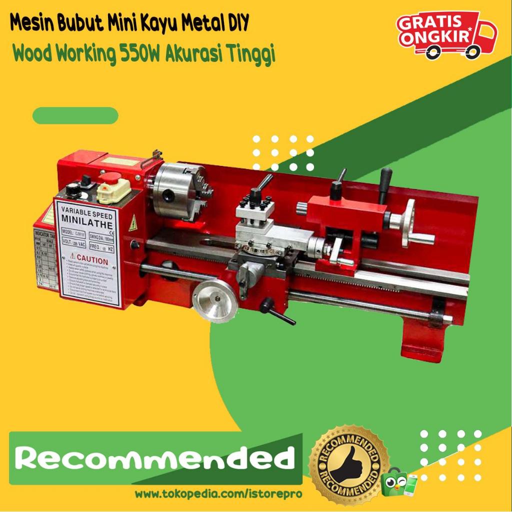 Mesin Bubut Mini Kayu Metal DIY Wood Working 550W Akurasi Tinggi