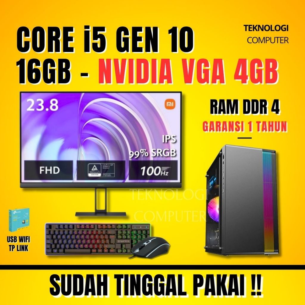 Core i5 | Gen 10 | VGA 4 GB | Full Set | PC Rakitan | Komputer CPU | PC Gaming Editing