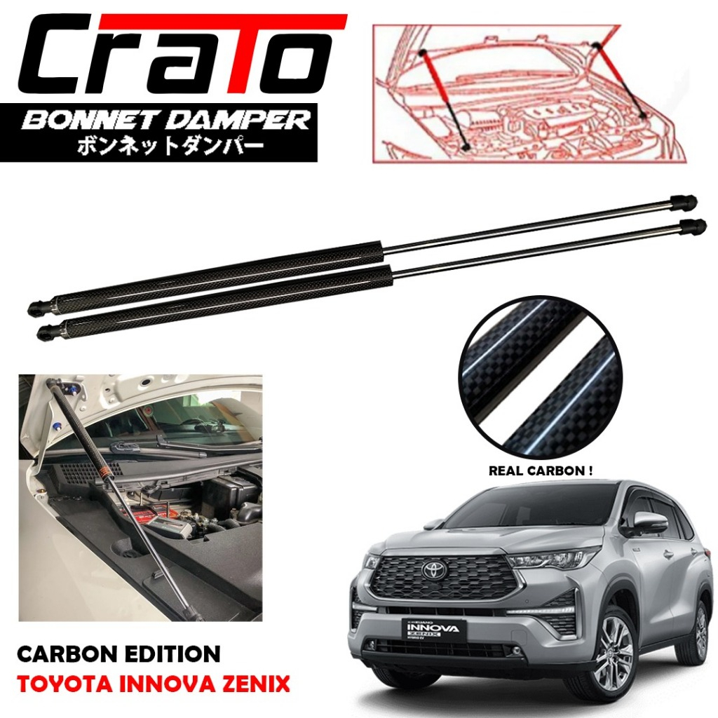 Shock Kap Mesin Hood Damper Crato Innova Zenix ( CARBON )