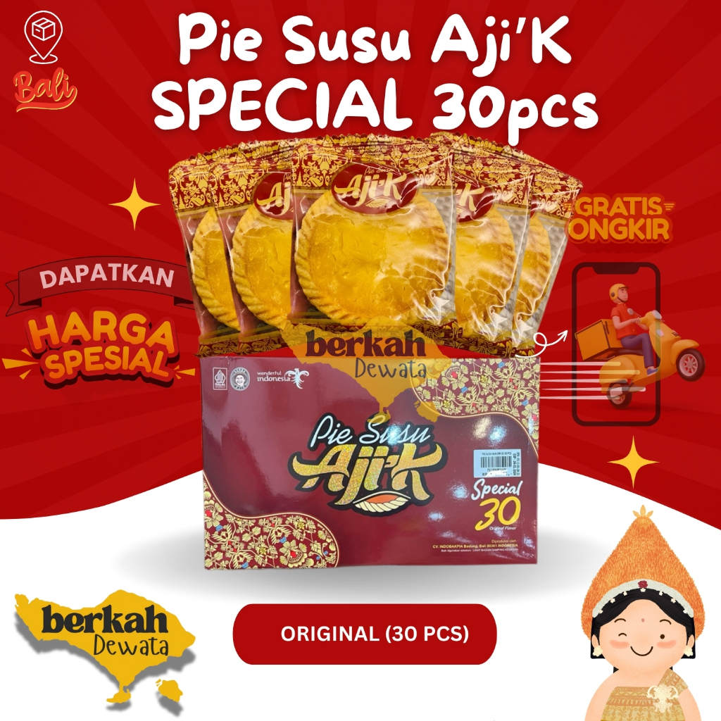 Pie Susu Ajik Krisna Special Asli Bali 30 pcs (Original) Oleh Oleh Khas Bali Asli