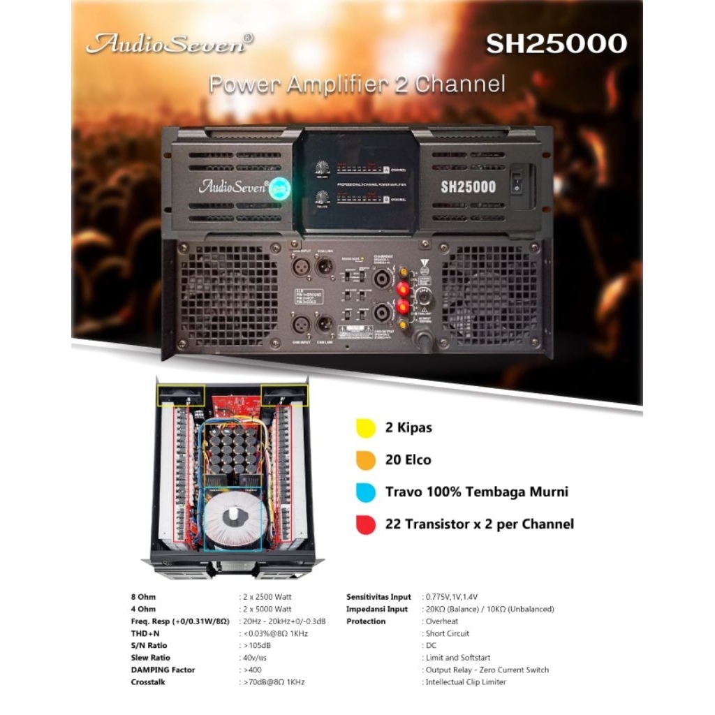 POWER AMPLIFIER AUDIO SEVEN SH25000 ORIGINAL AUDIO SEVEN