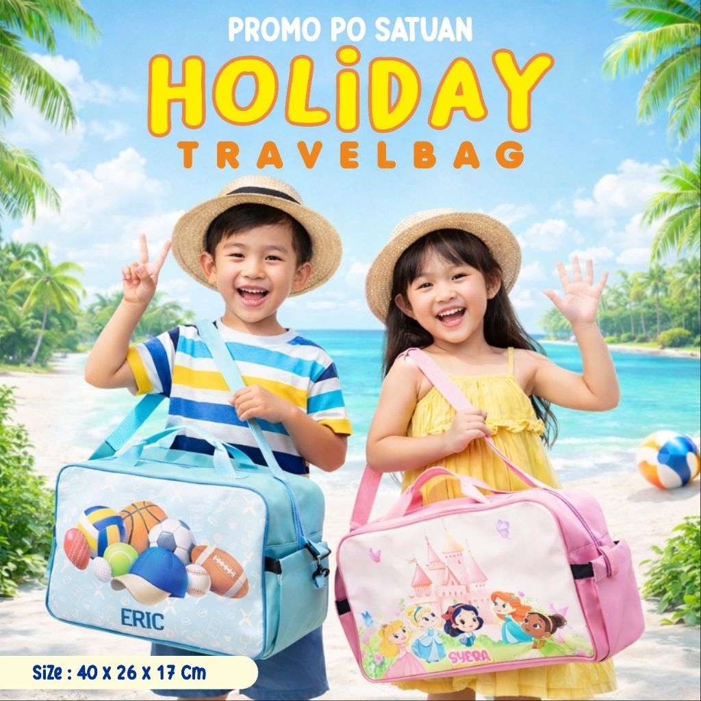 HOLIDAY TRAVEL BAG CUSTOM NAMA TAS TRAVEL Tas Baju Besar Motif Kekinian TAS CUSTOM NAMA Souvenir Sek