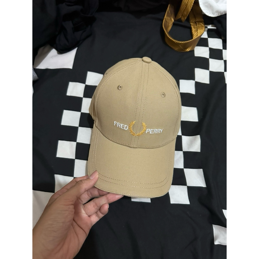 topi fred perry topi fp cream ganteng