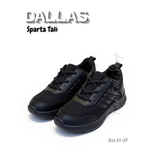 [BISA COD] Sepatu Anak DALLAS SPARTA Tali Kuat Hitam Sport Casual Nyaman Anti Slip Size 34-37