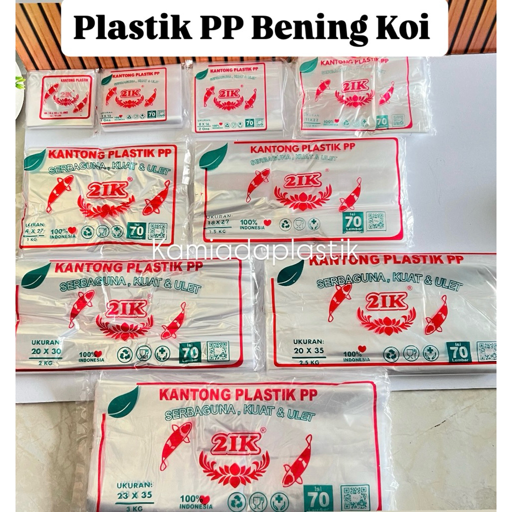 (Isi 70 lembar) PLASTIK PP BENING KOI 1/2ons, 1 ons, 2 ons, 1/2 kg, 1 kg, 1/2 kg, 2 kg, 2.5 kg, 3 kg