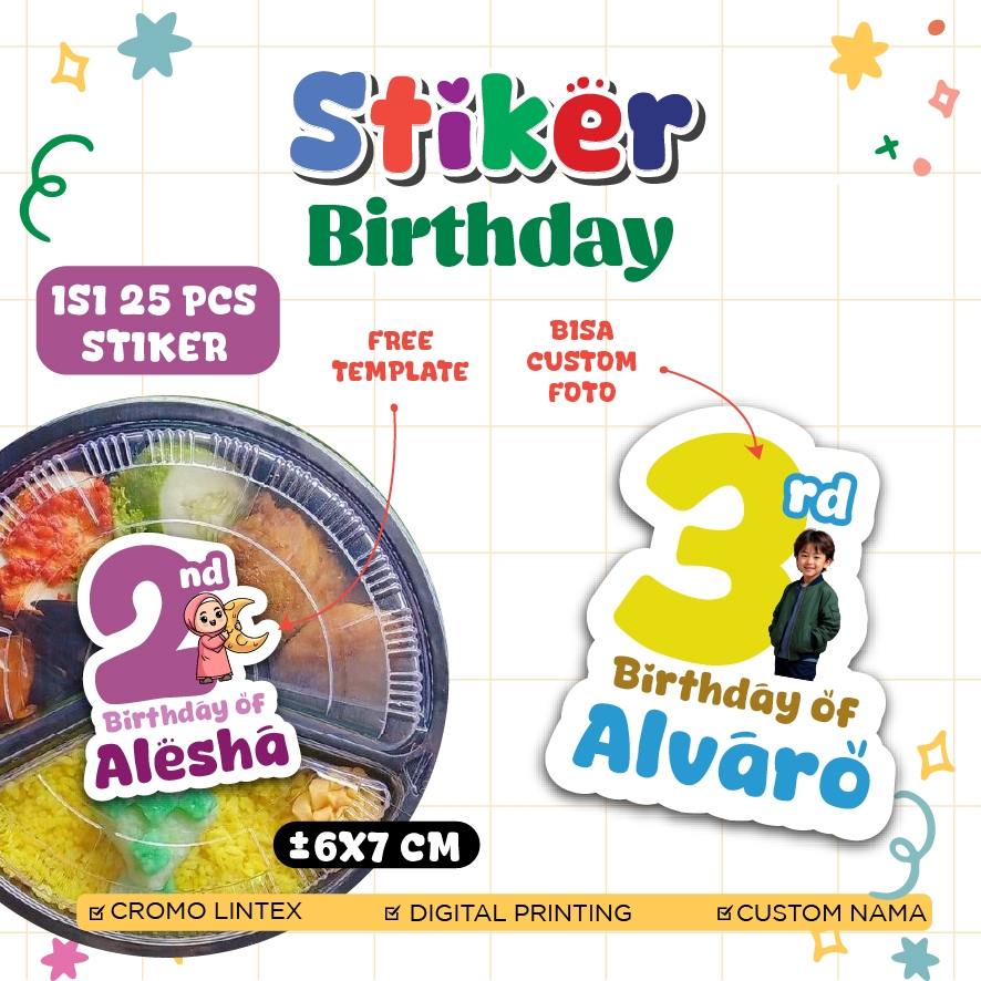 Stiker Ulang Tahun Anak Stiker Bento Stiker Nasi Kuning Stiker Souvenir Stiker Birthday Ultah Label 