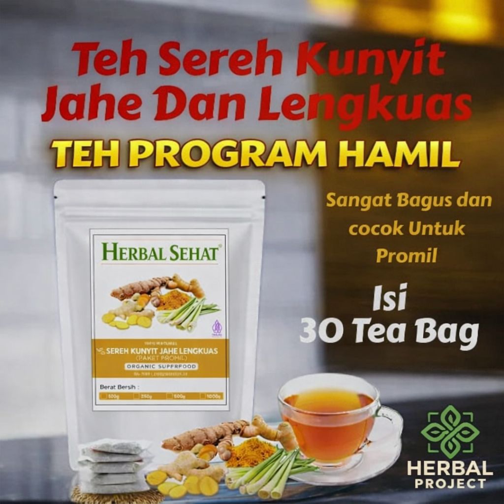 [ PAKET PROMIL ] TEH KUNYIT JAHE SEREH  DAN LENGKUAS teh untuk program Hamil .