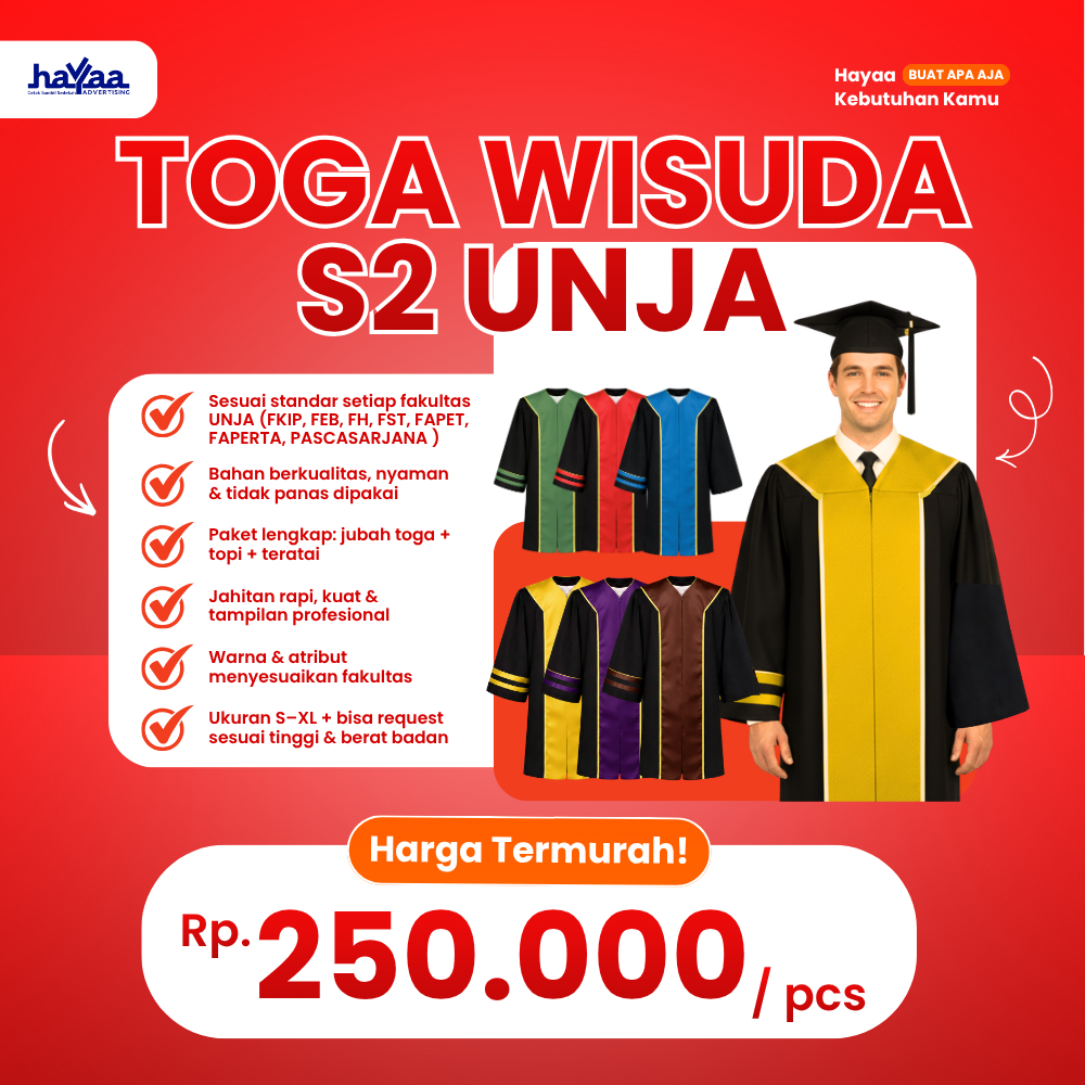 Toga Wisuda S2 Universitas Jambi (UNJA) Semua Fakultas - Hayaa Adv