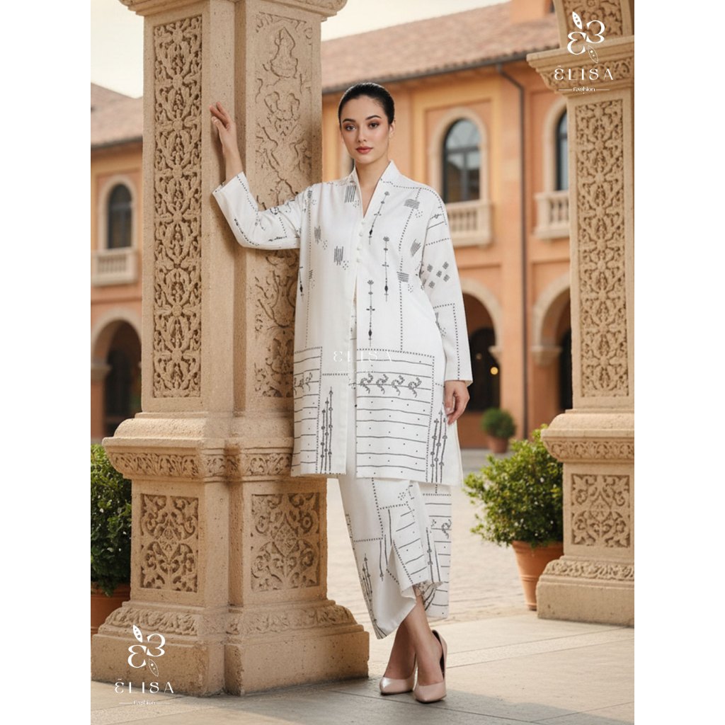 E L I S A | Oneset Batik Panjang Long Outer dan Rok Lilit Batik Modern Atasan Batik Hijab Friendly P