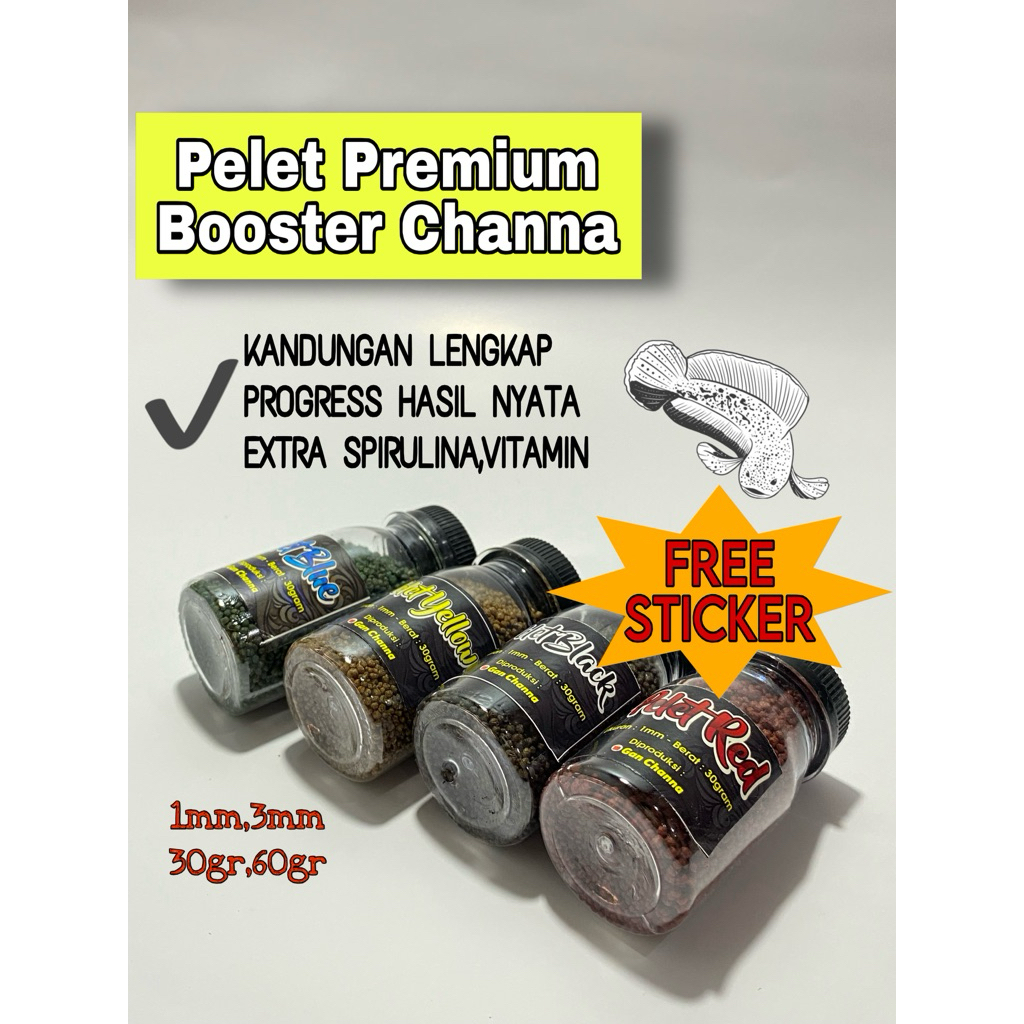 Pelet premium booster blue yellow red repack sakari udang super repack pakan chana pelet chana terba