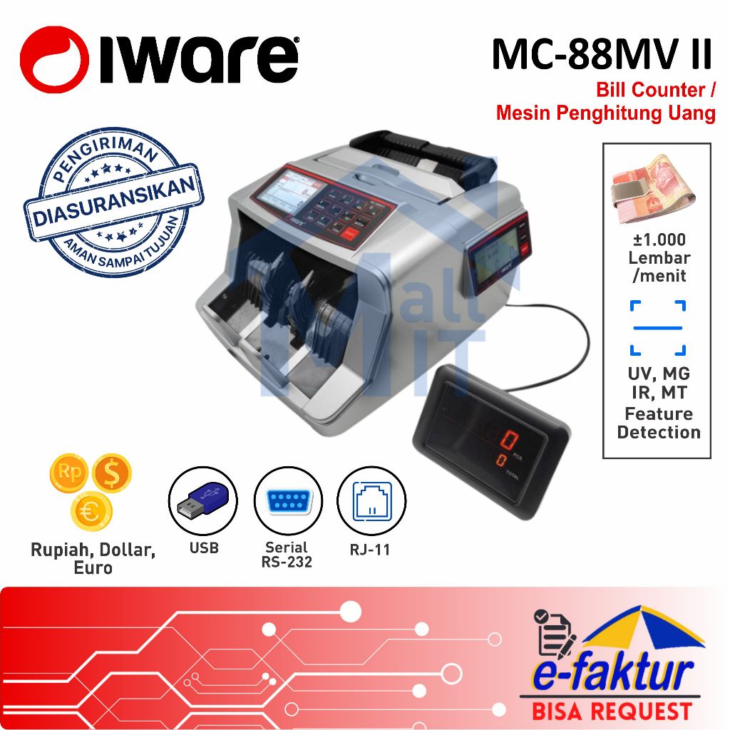 MALLIT IWARE Money Bill Counter MC88MVII MC-88MVII MC88 MVII MC-88MV II MC-02 MC02 MC 02 MC90MV MC 9