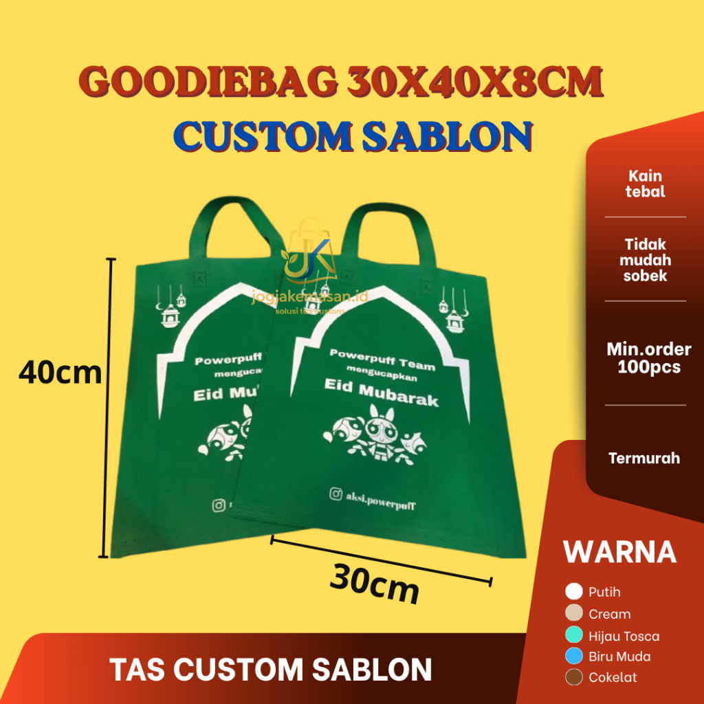 TAS SPUNBOND SABLON 30x40x8CM GOODIEBAG TAS SOUVENIR / OLSHOP BUTIK / TAS PERNIKAHAN /  TAS HAMPERS