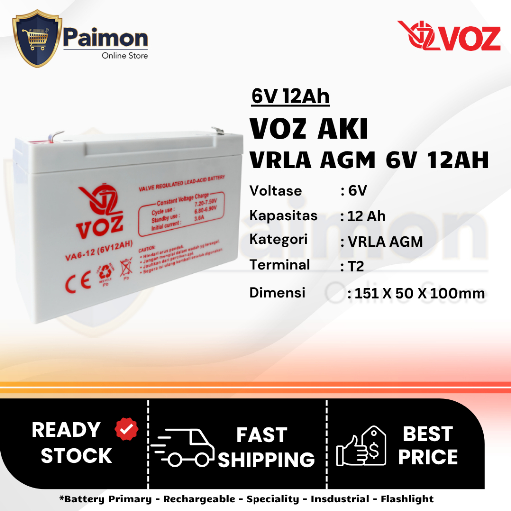 Aki Kering  6V 12 Ah Voz Aki Kering 6V 12Ah Aki 6V 12 Ah Aki Mainan 6V