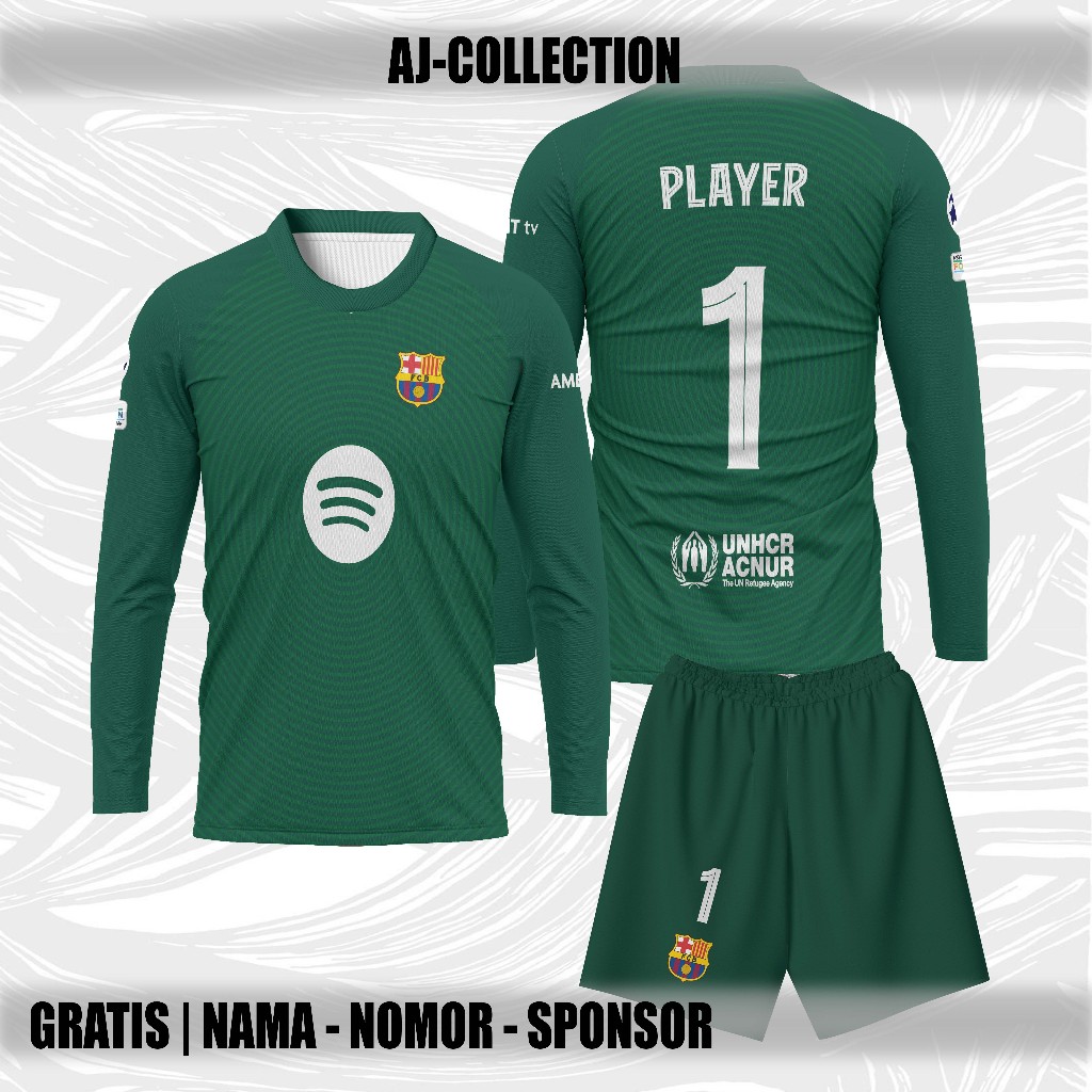 Jersey Gk Fans Fc Barcelona Green/Black/Purple Fullprint // Custom nama dan nomor