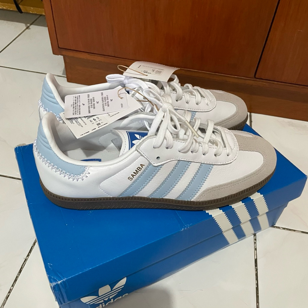Sepatu Adidas Samba OG Junior Brand New Original Blue White Biru Putih