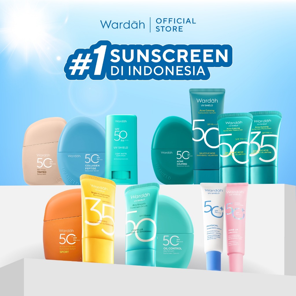 Wardah Sunscreen UV Shield All Series (Airy Smooth Essential Gel Acne Calming Aqua Fresh Tone Up Phy
